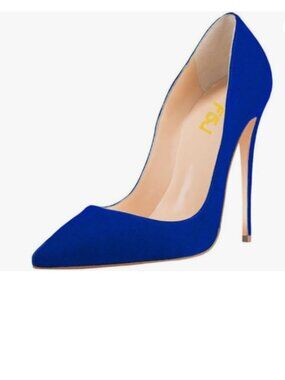 FSJ Blue Suede Sexy Pointed Toe Pumps High Heels Stilettos Party Prom Daily Shoe